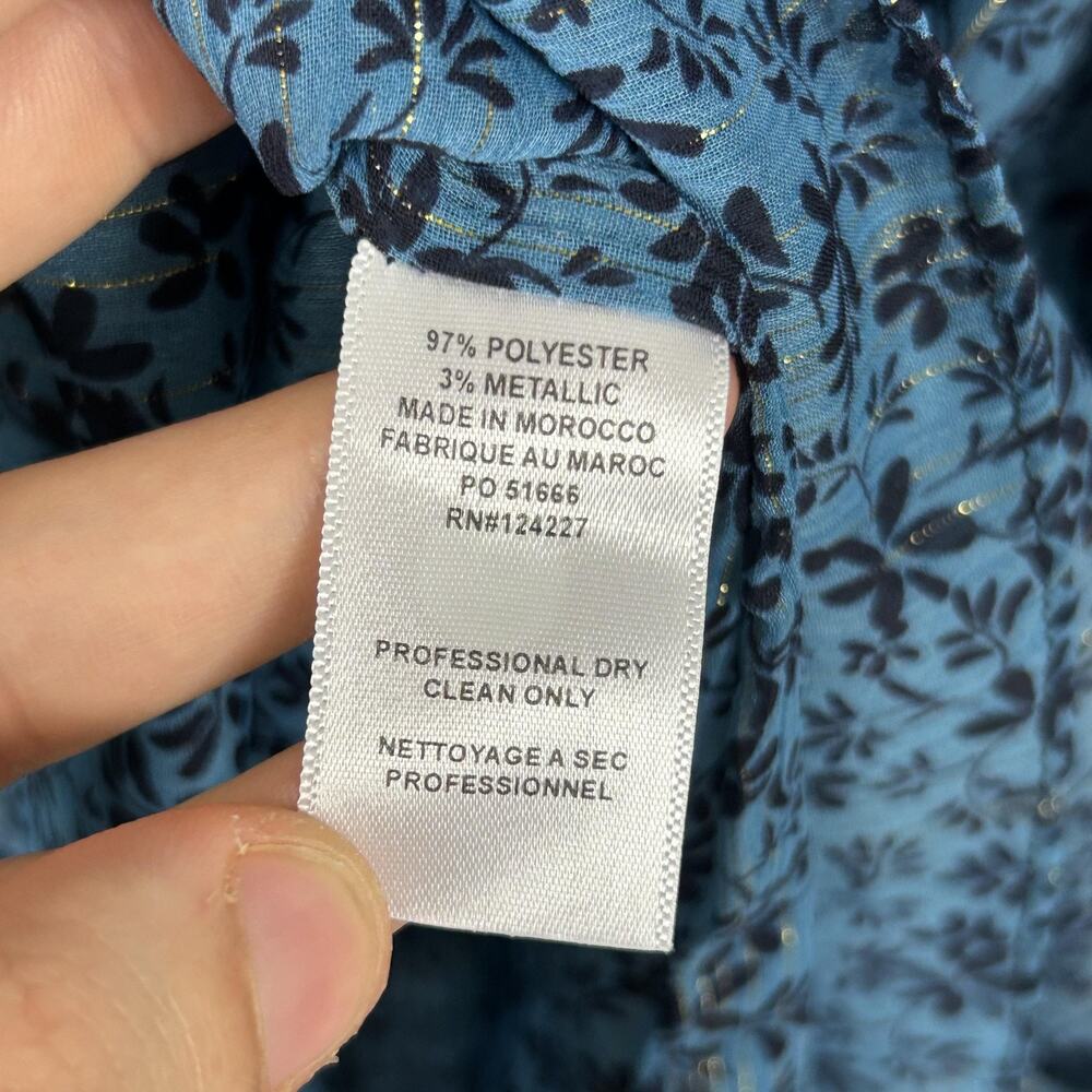 Misa Los Angeles Dress XS Amelia Midi Blue Floral Ruffle Boho Romantic Flowy Chi - Picture 13 of 16